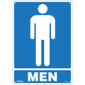 "Men" Sign, 14" x 10", Plastic, English with Pictogram