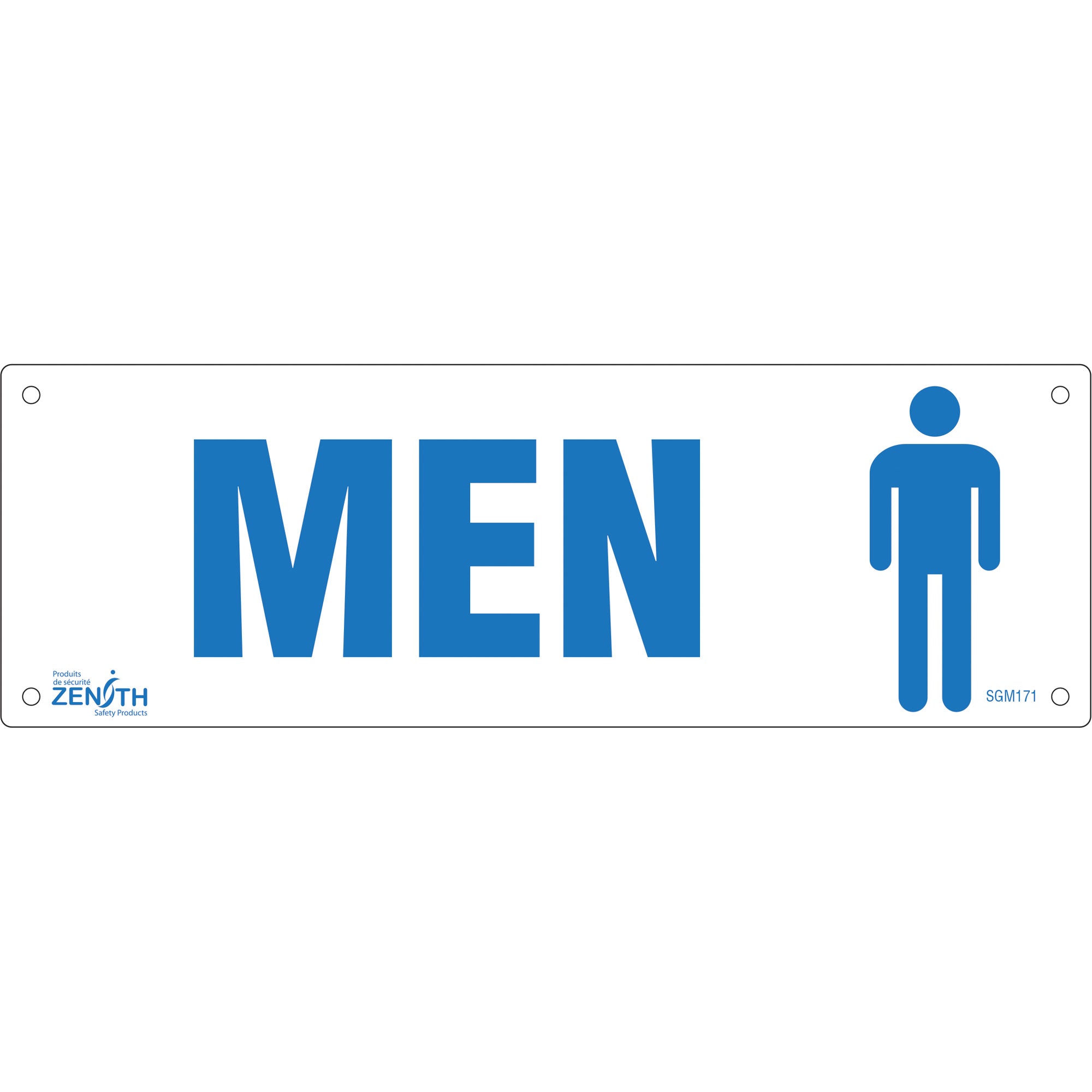 "Men" Sign, 4" x 12", Plastic, English with Pictogram