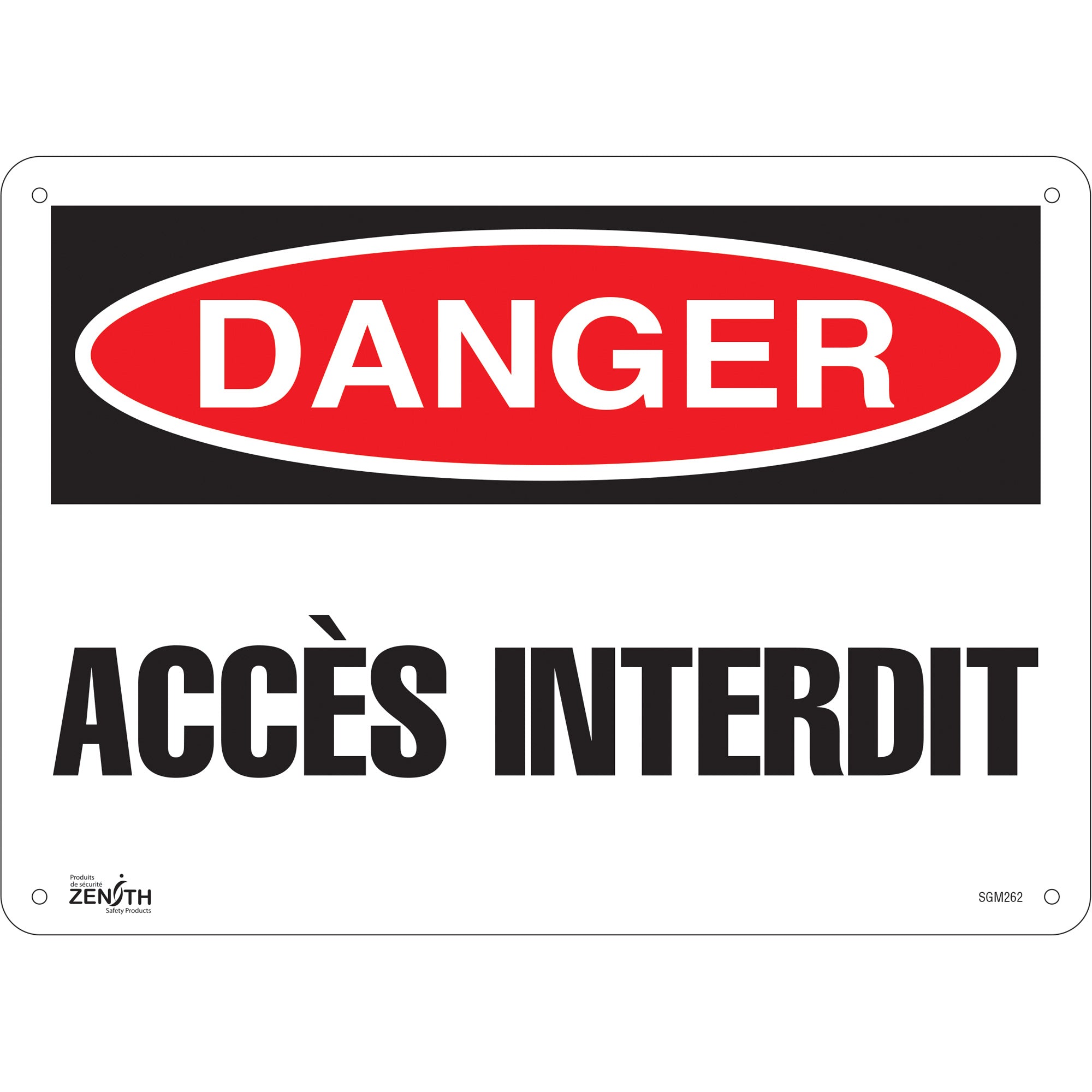 "Accès Interdit" Sign, 10" x 14", Aluminum, French