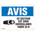 "Ce Secteur est Sous Surveillance" Sign, 10" x 14", Plastic, French with Pictogram