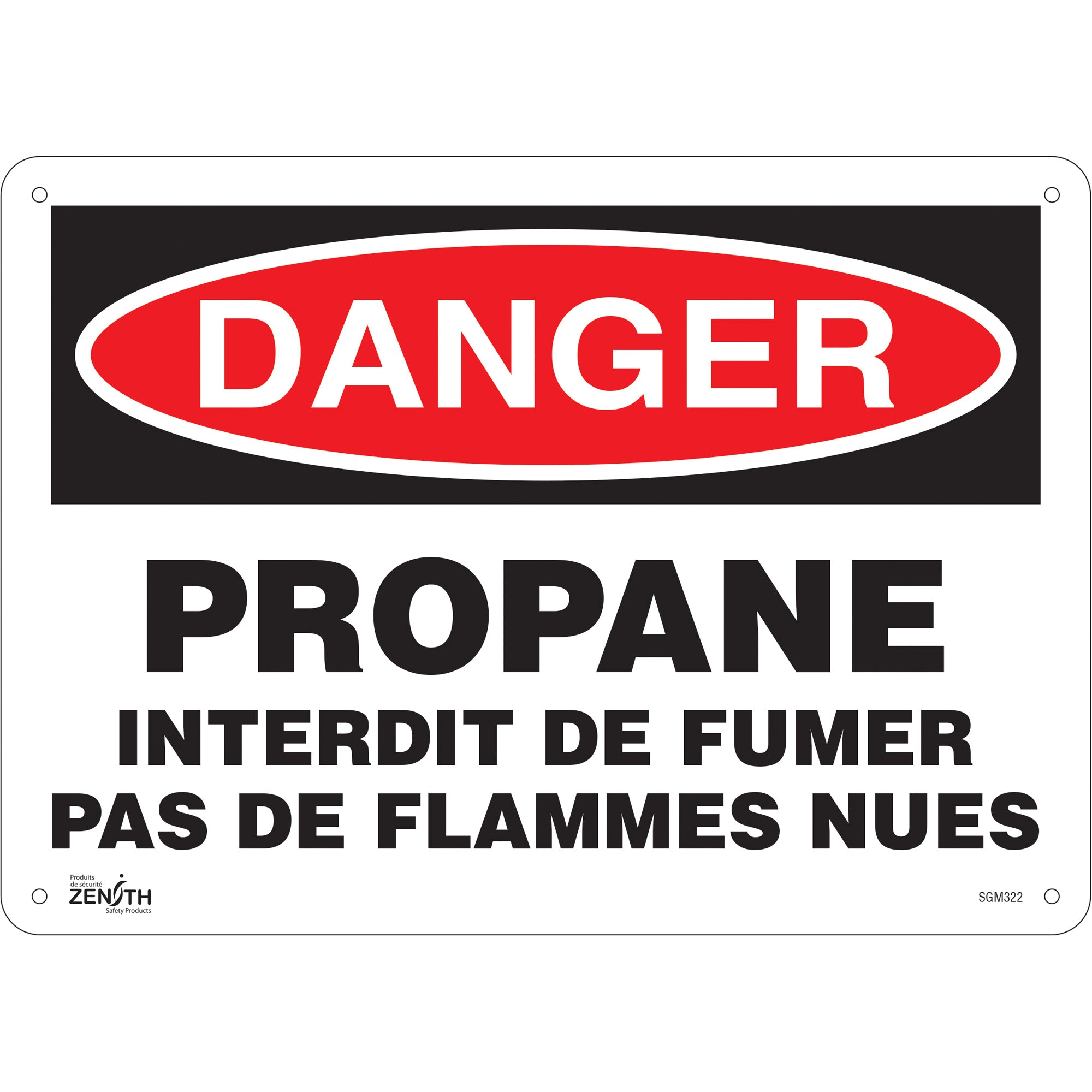"Propane - Interdit De Fumer" Sign, 10" x 14", Aluminum, French
