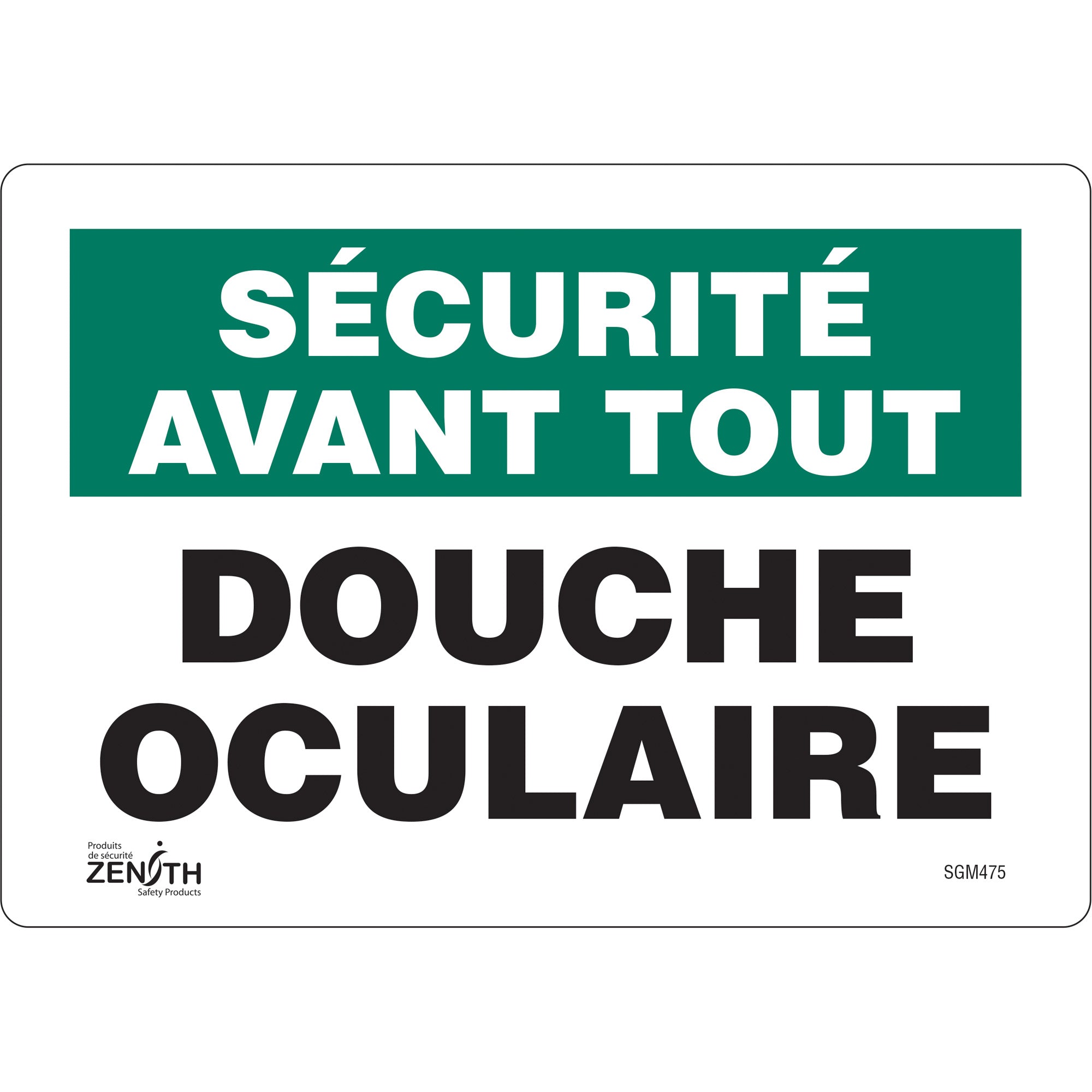"Douche Oculaire" Sign, 7" x 10", Vinyl, French