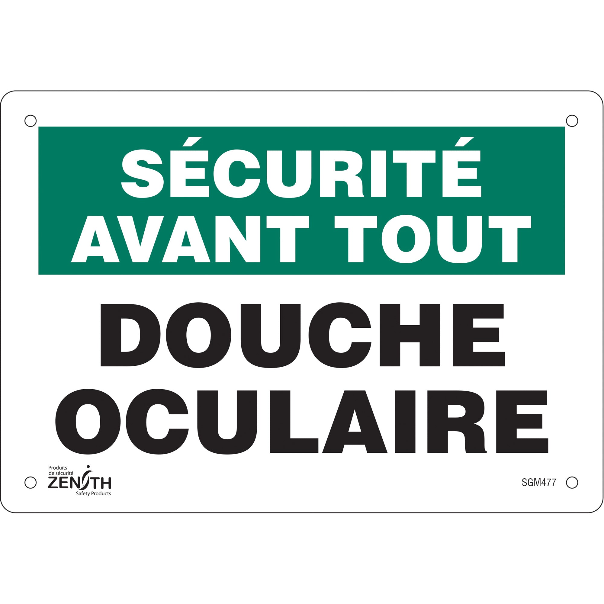 "Douche Oculaire" Sign, 7" x 10", Aluminum, French