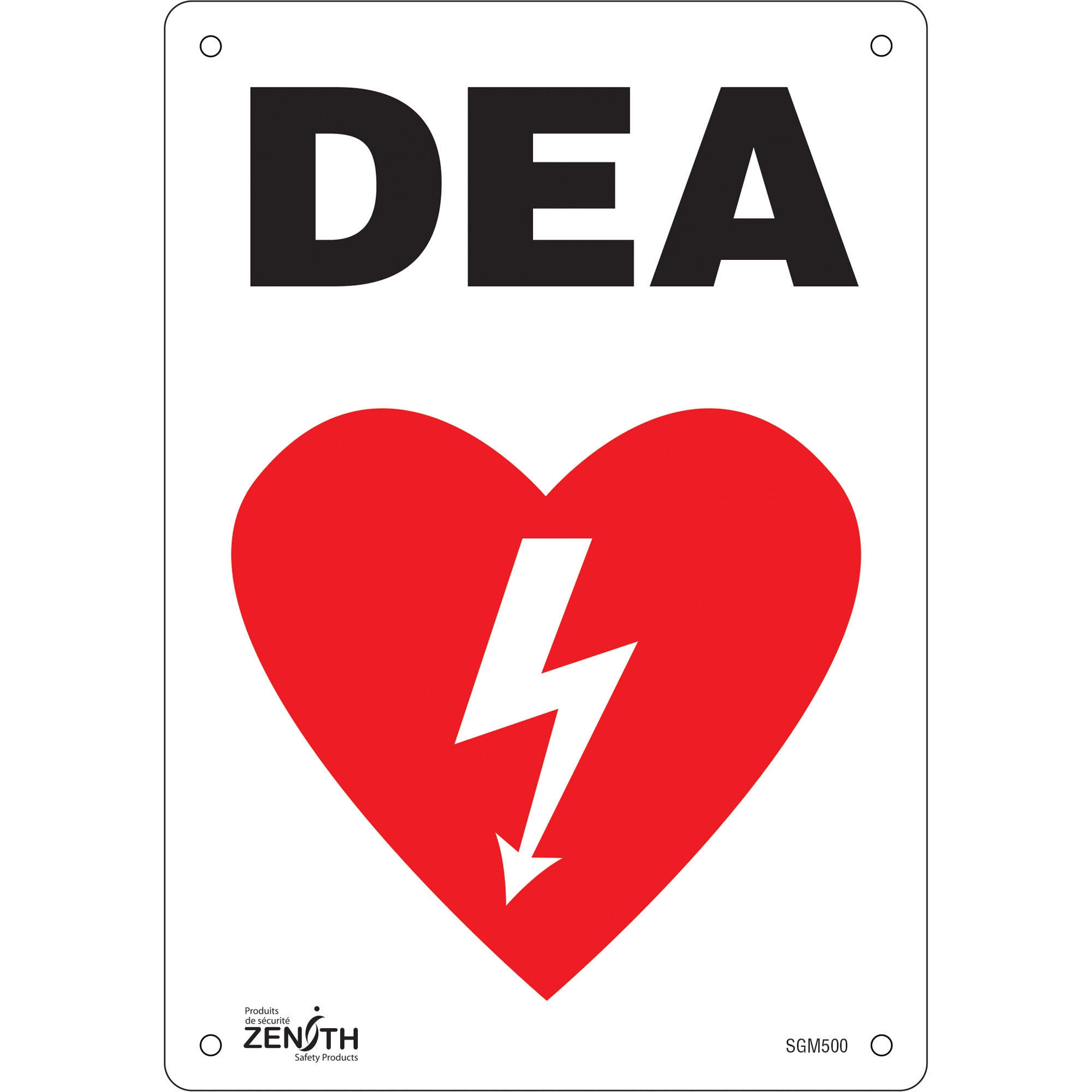 "DEA" Sign, 10" x 7", Plastic, French with Pictogram