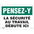 "La Sécurité au Travail" Sign, 10" x 14", Plastic, French