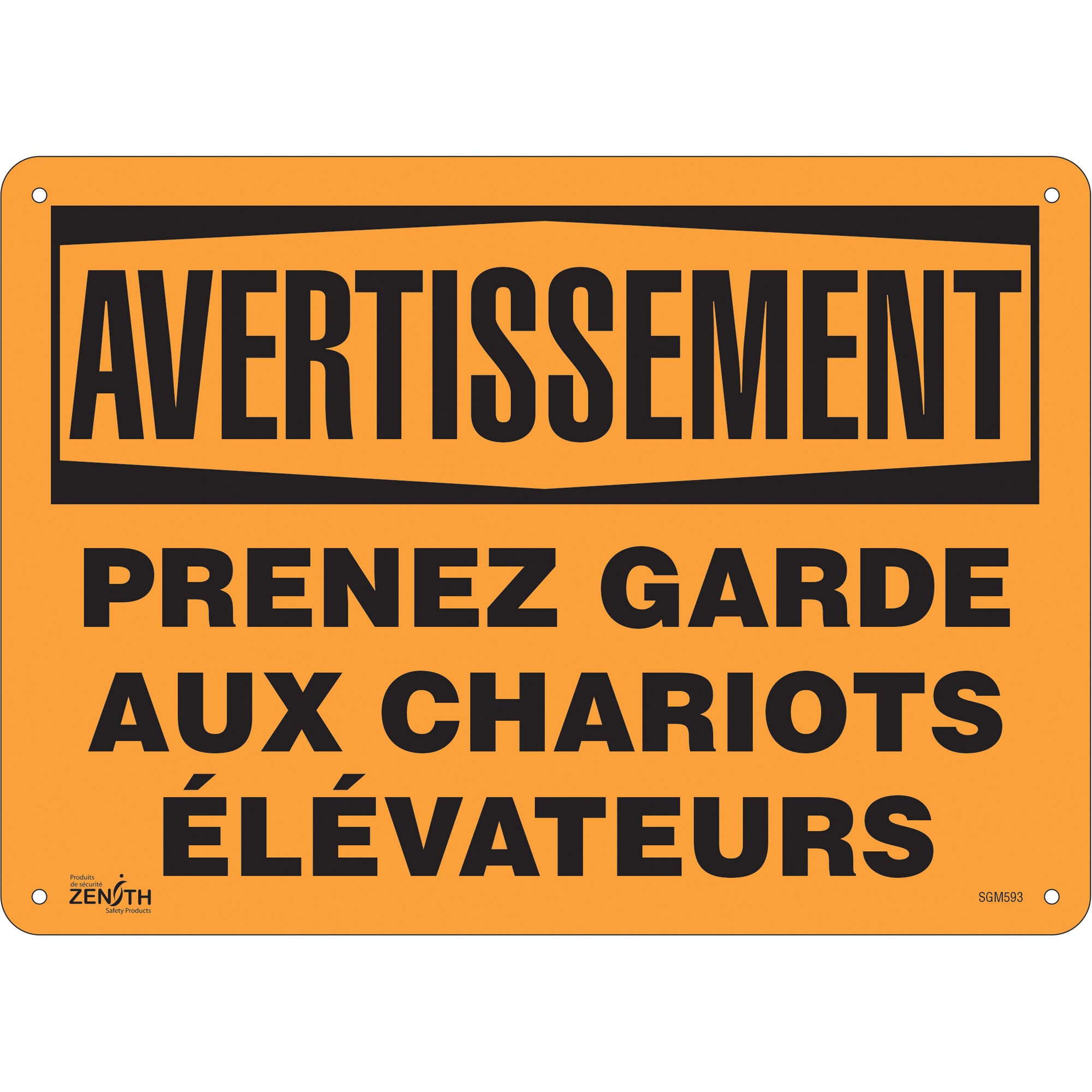 "Prenez Garde" Sign, 10" x 14", Plastic, French
