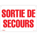 "Sortie De Secours" Sign, 10" x 14", Plastic, French