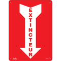 "Extincteur" Arrow Sign, 14" x 10", Plastic, French with Pictogram