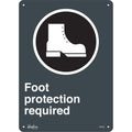 "Foot Protection Required" Sign, 14" x 10", Plastic, English with Pictogram