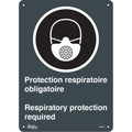 "Protection Respiratoire Respiratory Protection" Sign, 14" x 10", Plastic, Bilingual with Pictogram