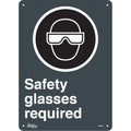 "Safety Glasses Required" Sign, 14" x 10", Plastic, English with Pictogram