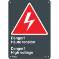 "Haute Tension/High Voltage" Sign, 14" x 10", Plastic, Bilingual with Pictogram