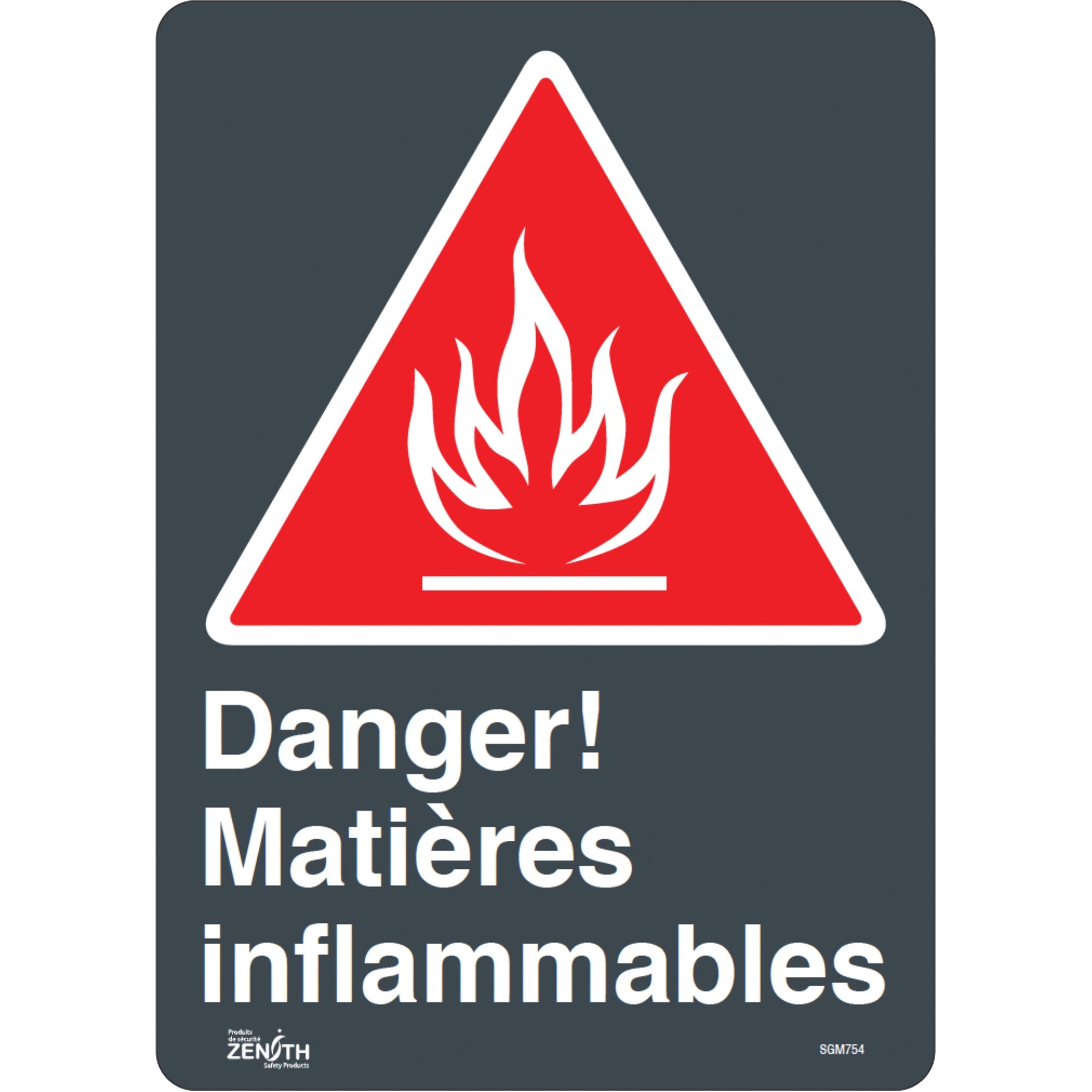 "Matières Inflammables" Sign, 14" x 10", Vinyl, French with Pictogram