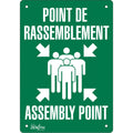 "Point de rassemblement/Assembly Point" Sign, 10" x 7", Aluminum, Bilingual with Pictogram