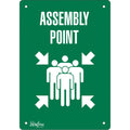 "Assembly Point" Sign, 14" x 10", Aluminum, English with Pictogram