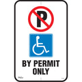 "By Permit Only" Parking Sign, 18" x 12", Aluminum, English with Pictogram