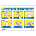 "N'oubliez pas de laver vos mains" Sign, 7" x 10", Vinyl, French with Pictogram