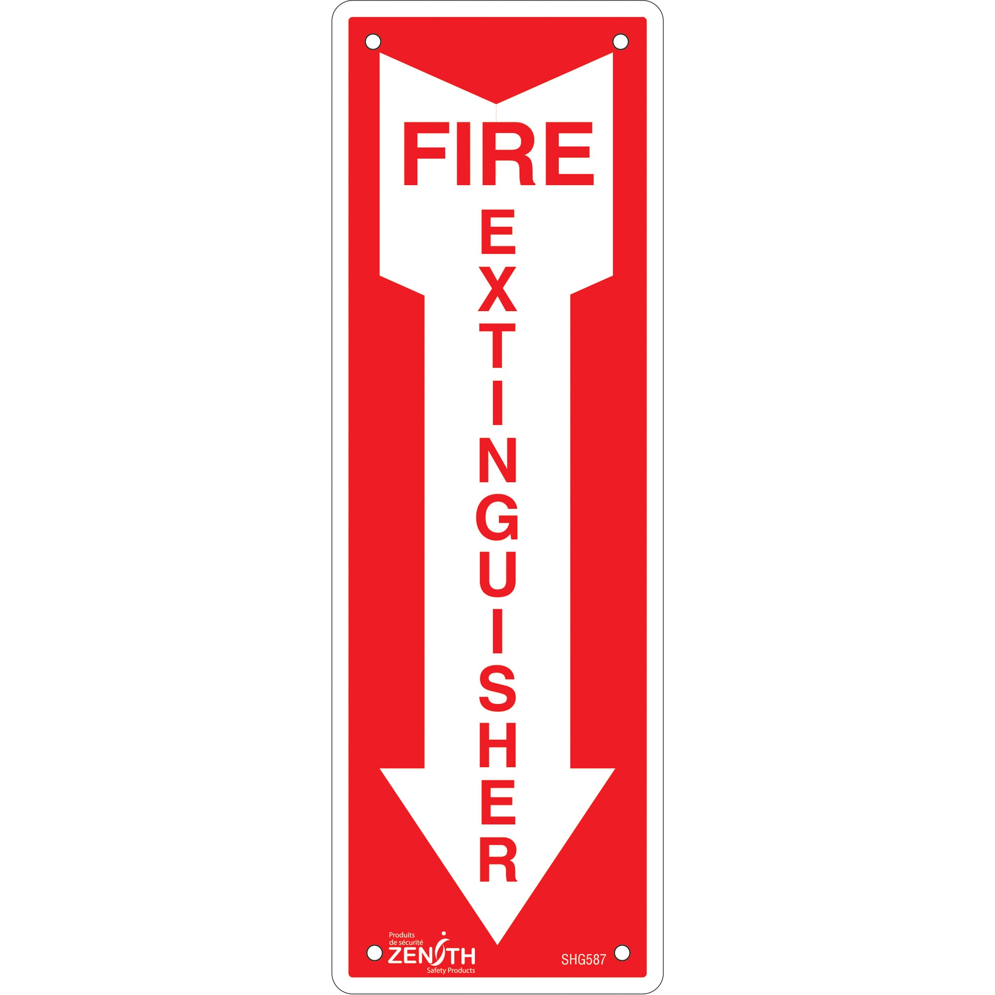 "Fire Extinguisher" Sign, 12" x 4", Aluminum, English with Pictogram
