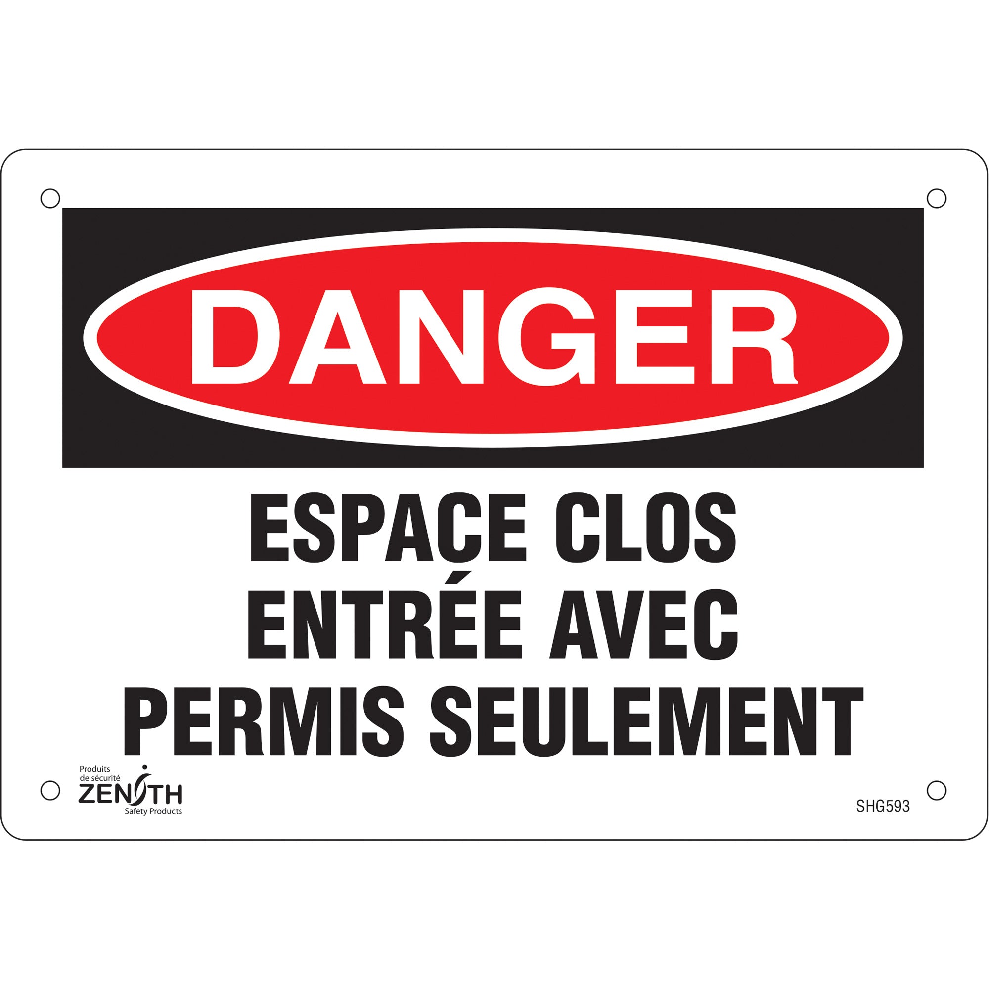 "Espace clos" Sign, 7" x 10", Plastic, French