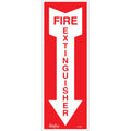 "Fire Extinguisher" Sign, 5" x 14", Vinyl, English with Pictogram