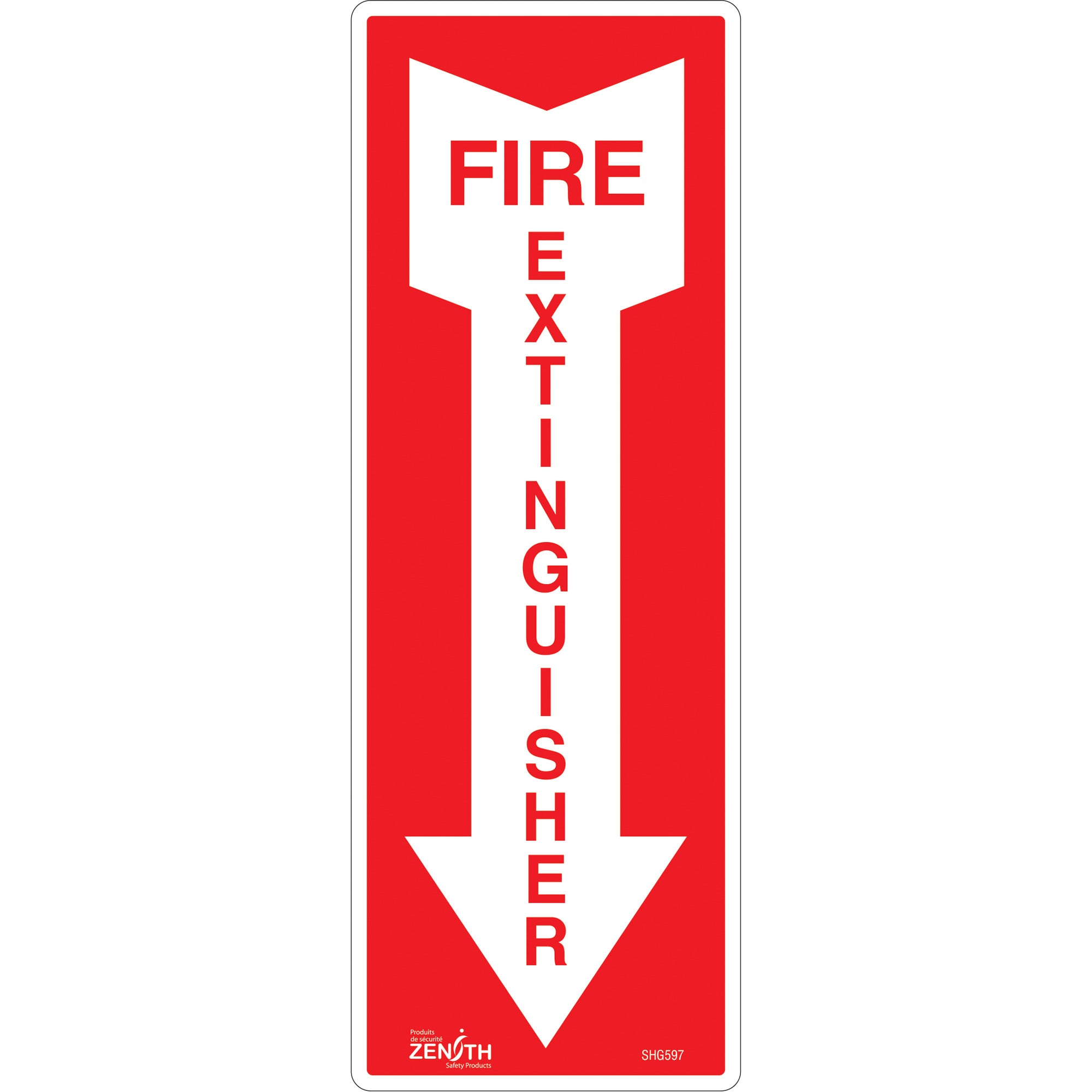 "Fire Extinguisher" Sign, 5" x 14", Vinyl, English with Pictogram