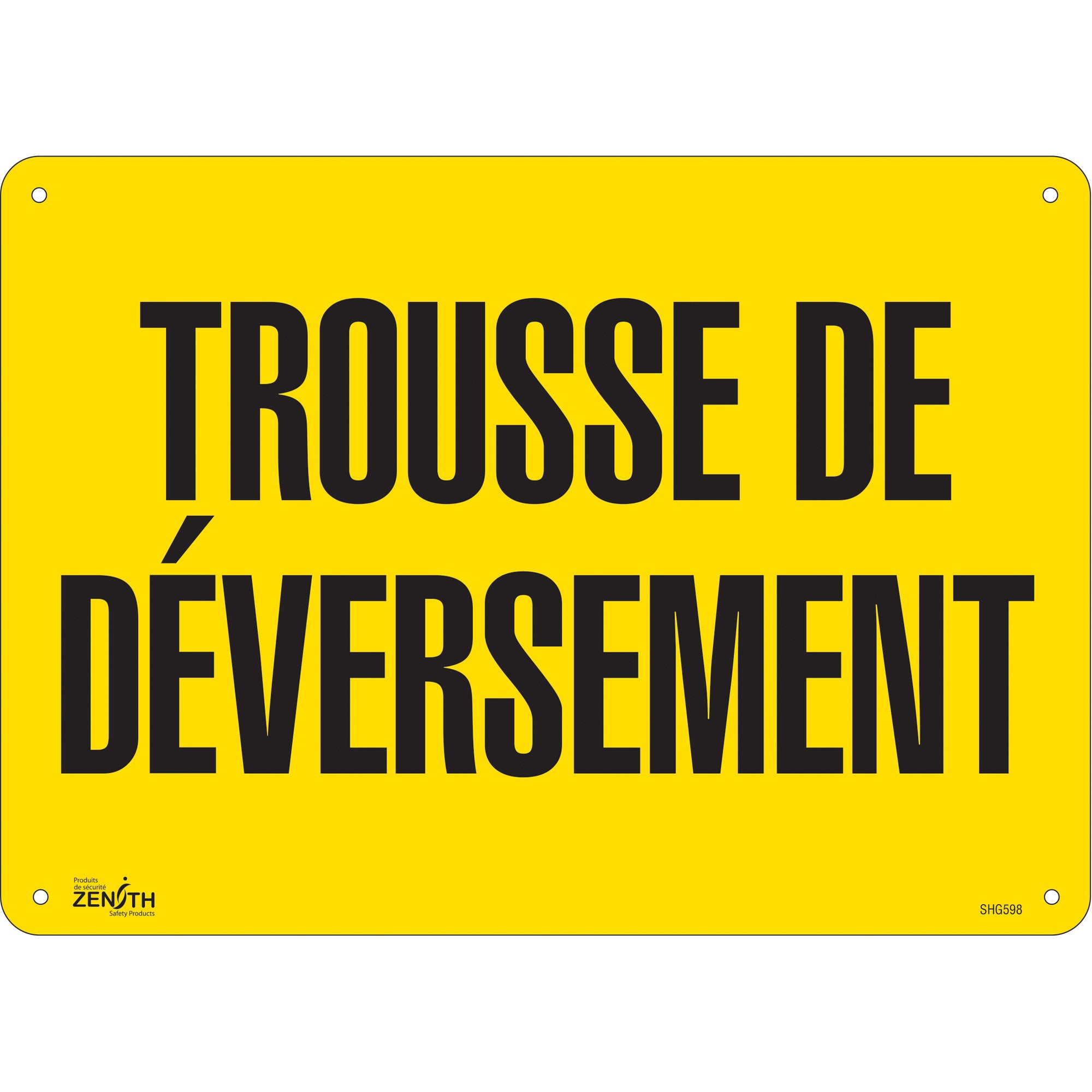 "Trousse de déversement" Sign, 10" x 14", Plastic, French
