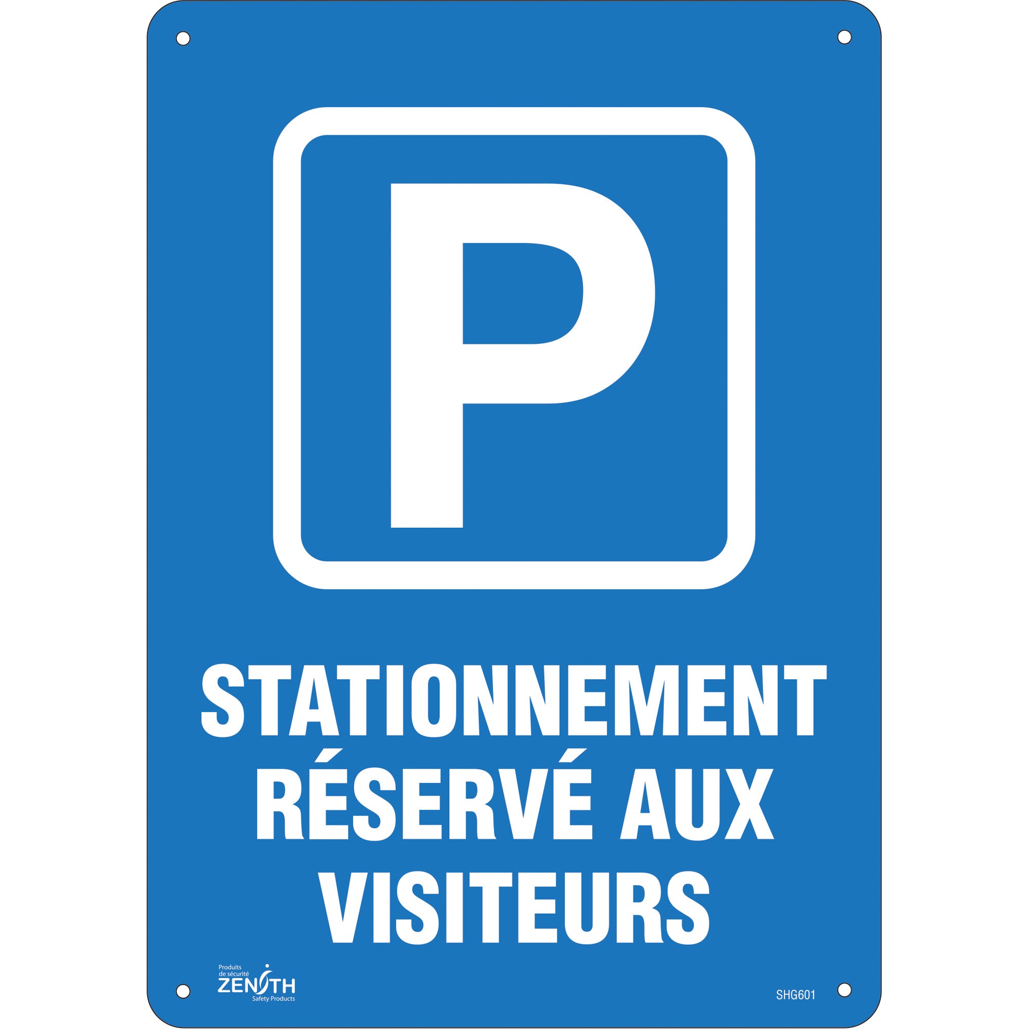 "Stationnement réservé aux visiteurs" Sign, 10" x 14", Plastic, French with Pictogram