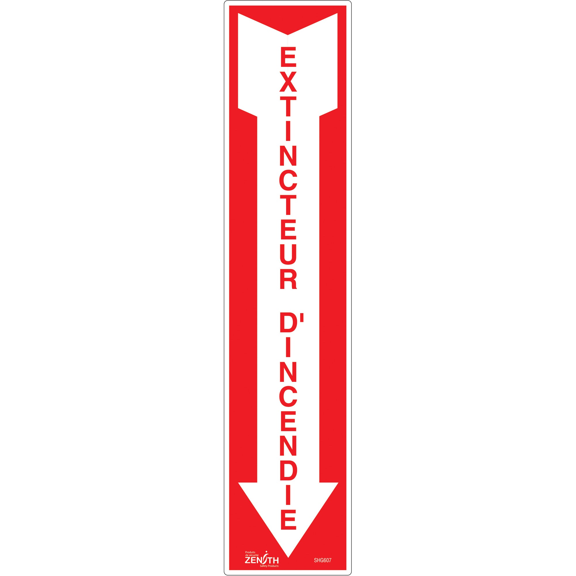 "Extincteur d'incendie" Sign, 4" x 18", Vinyl, French with Pictogram