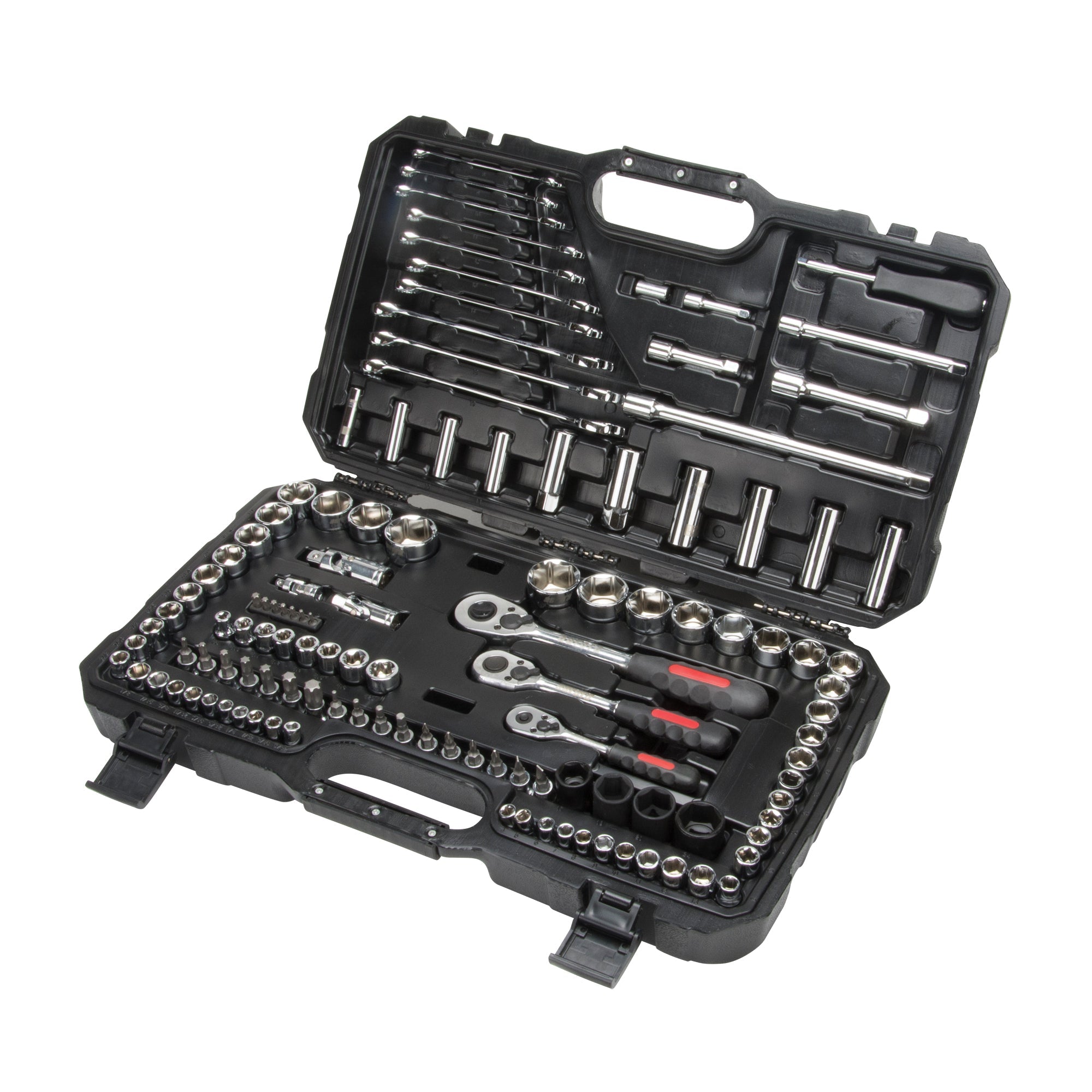 1/4", 3/8" & 1/2" Drive SAE/Metric Socket & Wrench Set, 120 Pcs, Deep