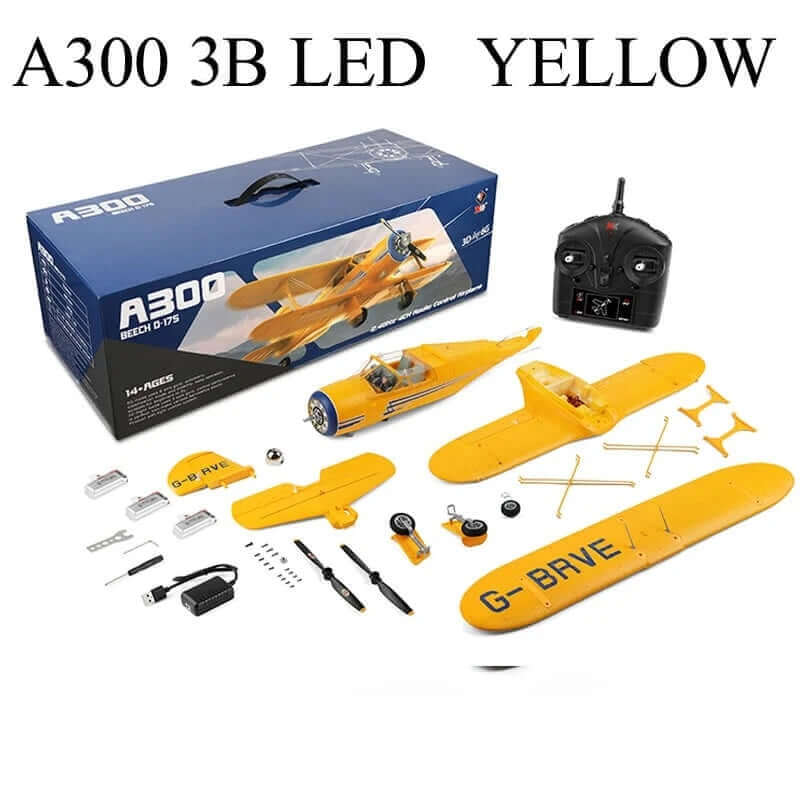 2024 WLtoys A300-Beech D17S EPP 4CH RC Biplane: LED, 3D/6G Gyro, Brushless